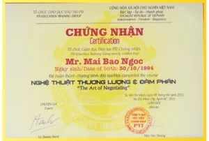 Chứng chỉ nha khoa của bác sĩ Mai Bảo Ngọc