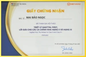 Chứng chỉ nha khoa của bác sĩ Mai Bảo Ngọc